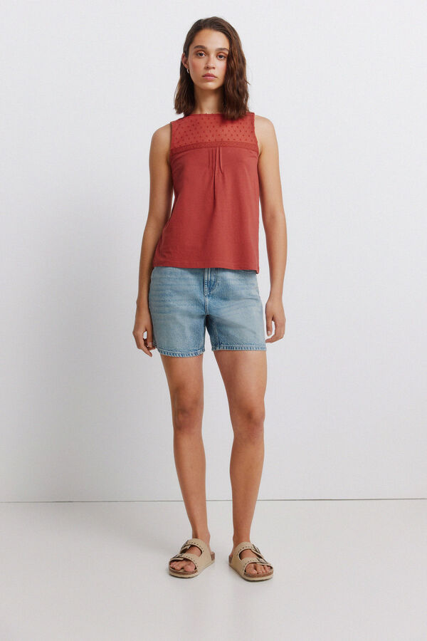 Springfield Playera de tirantes plumet&iacute; rojo