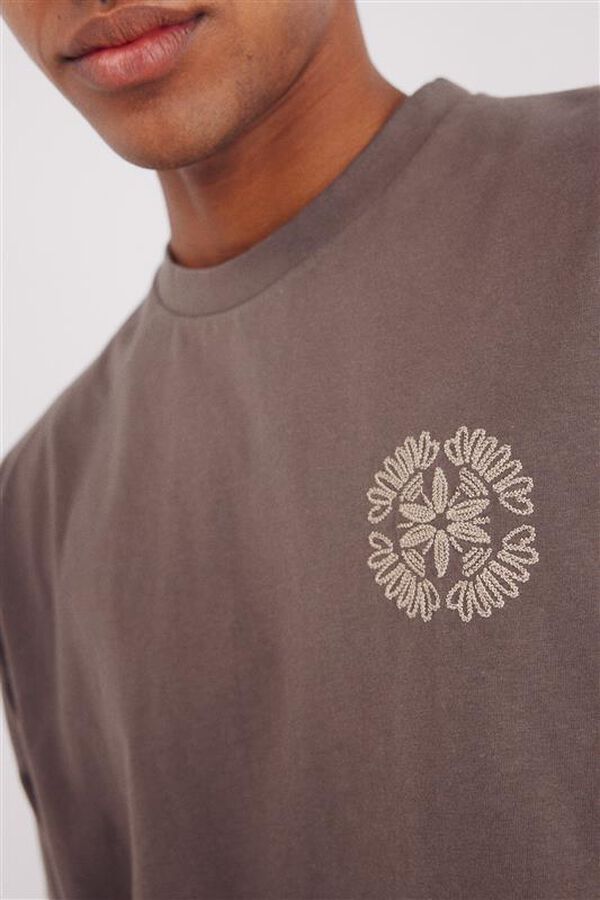 Springfield Camiseta bordados círculo café