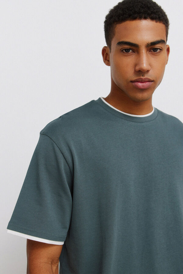 Springfield Playera cuello doble turquesa