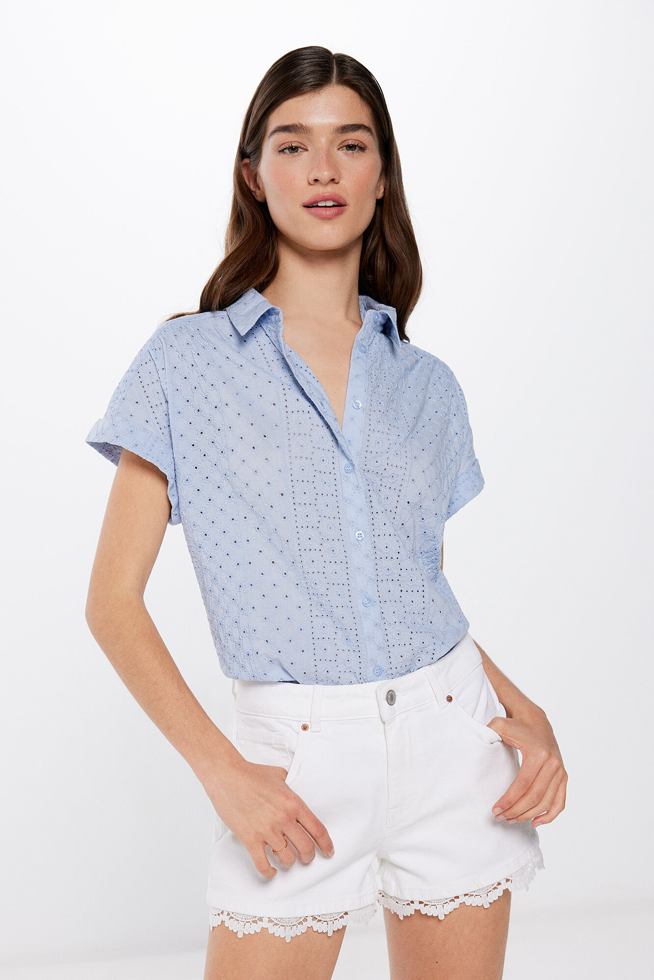 Blusa Manga Corta Bordado Suizo Blusas de mujer WomenSecret MX