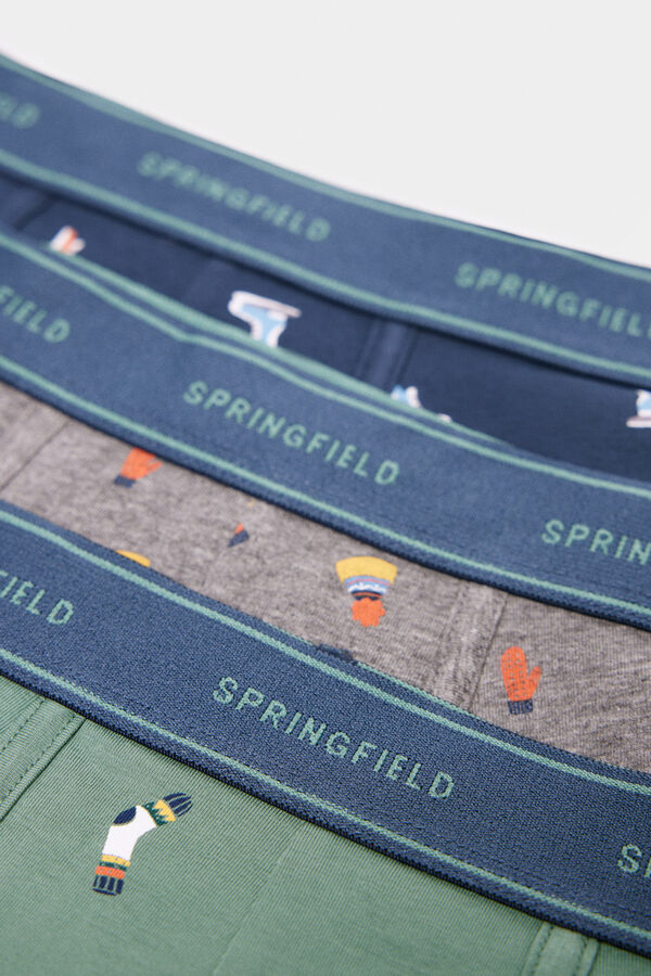 Springfield Pack 3 boxers algodón estampado invierno gris medio
