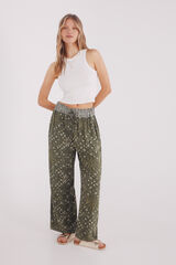 Springfield Pantalón fluido palazzo estampado kaki