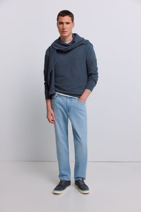 Springfield Su&eacute;ter b&aacute;sico cuello redondo azul indigo