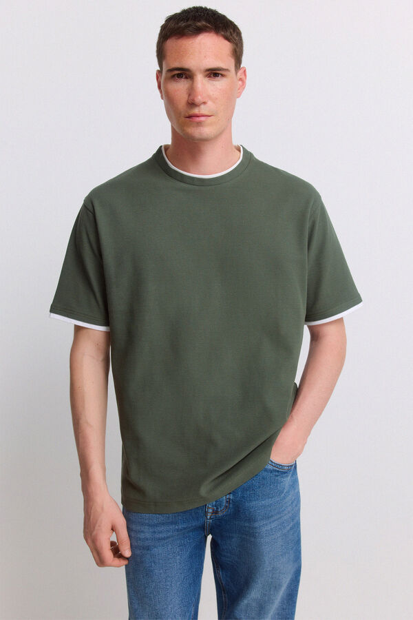 Springfield Playera de tela waffle doble verde