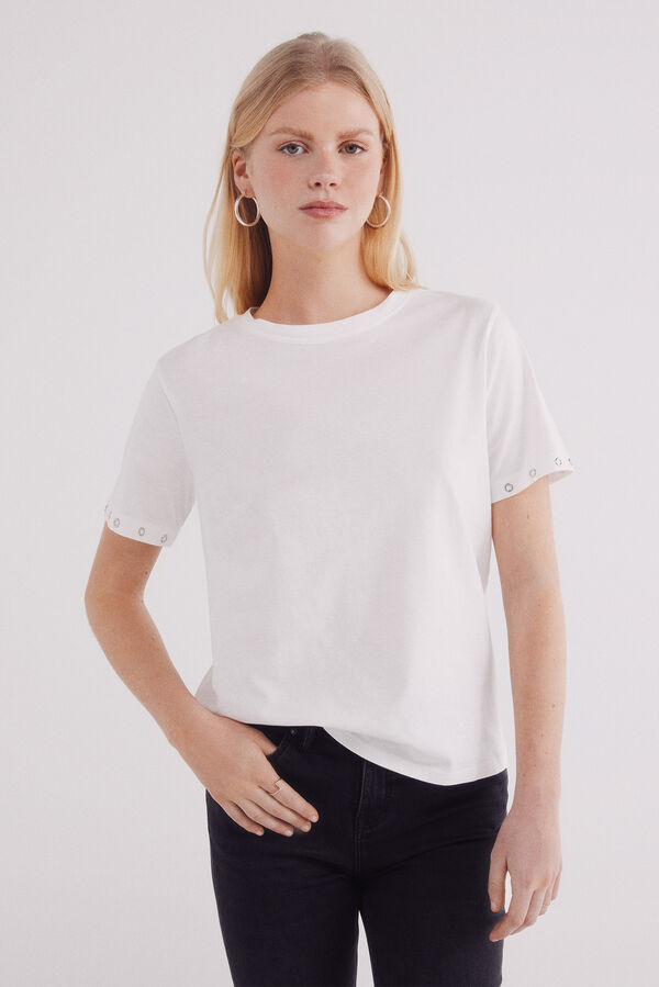 Springfield Camiseta ojales met&aacute;licos mangas blanco