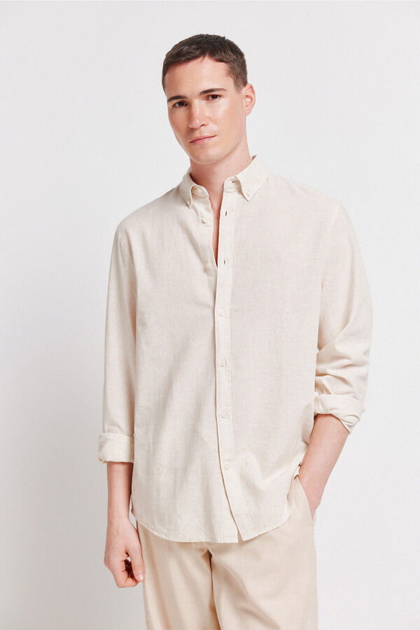 Springfield Camisa lino beige