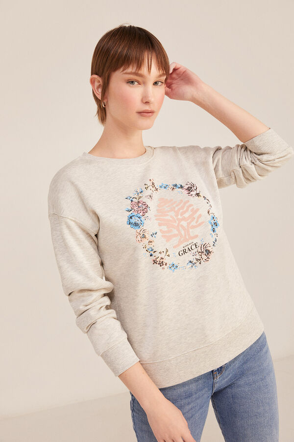 Springfield Sudadera Árbol Círculo Flores beige