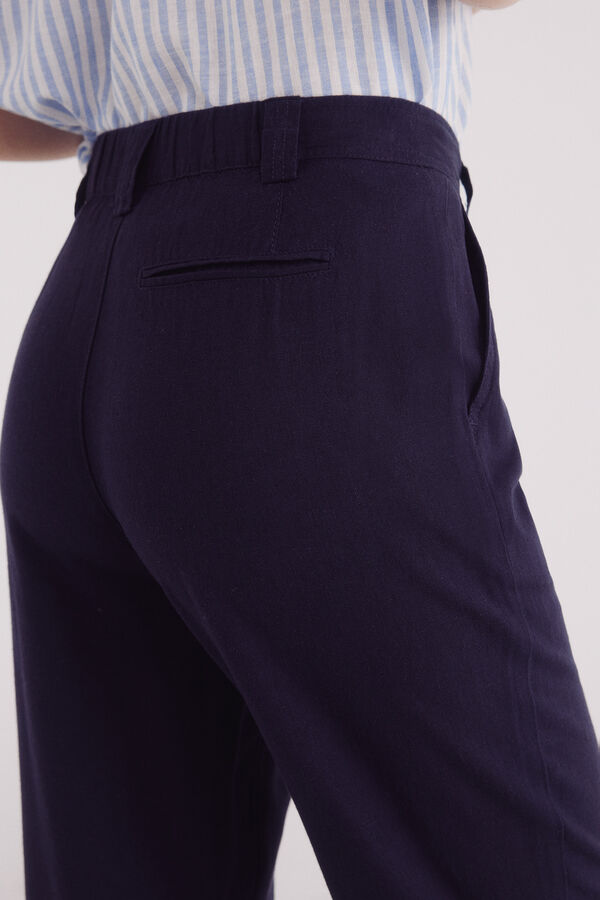 Springfield Pantalón básico lino azulado