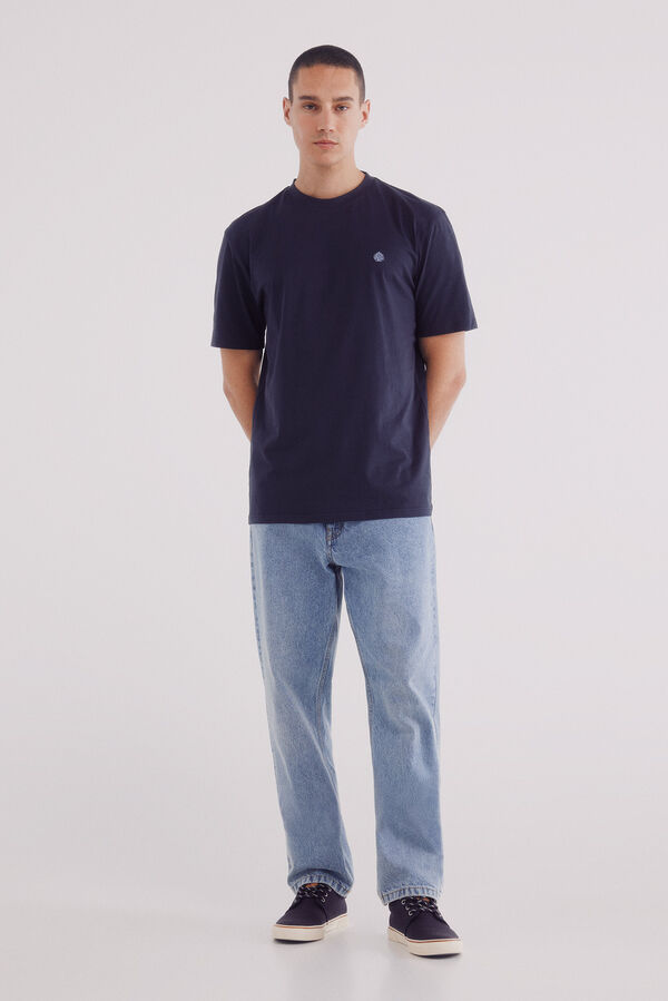 Springfield Playera básica cuello redondo azul
