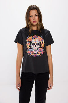 Springfield Playera gráfica "Día de muertos" gris