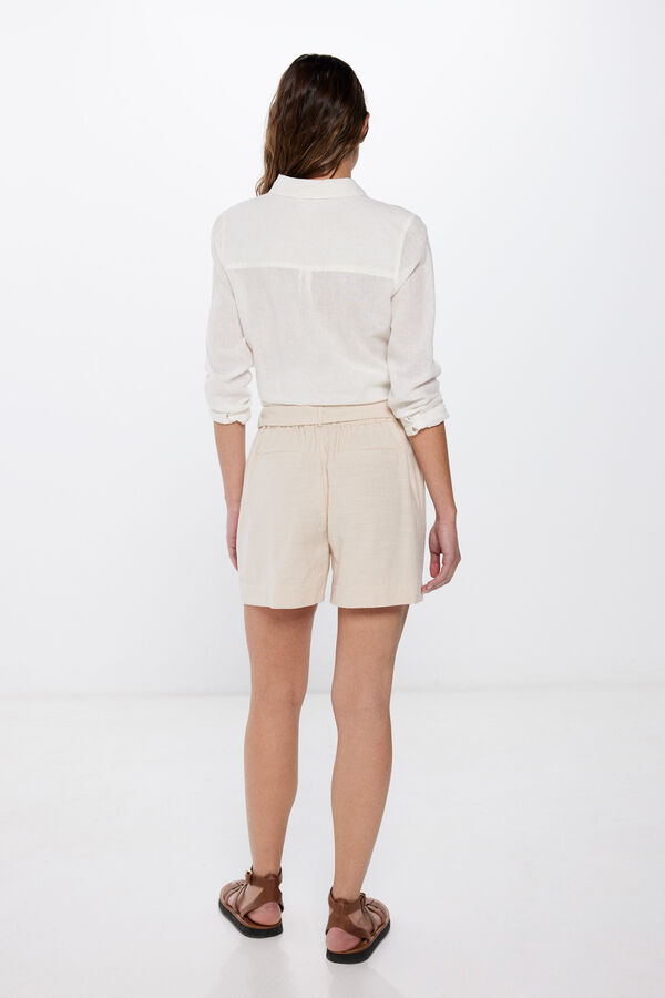 Springfield Shorts cinturón hebilla algodón rústico blanco