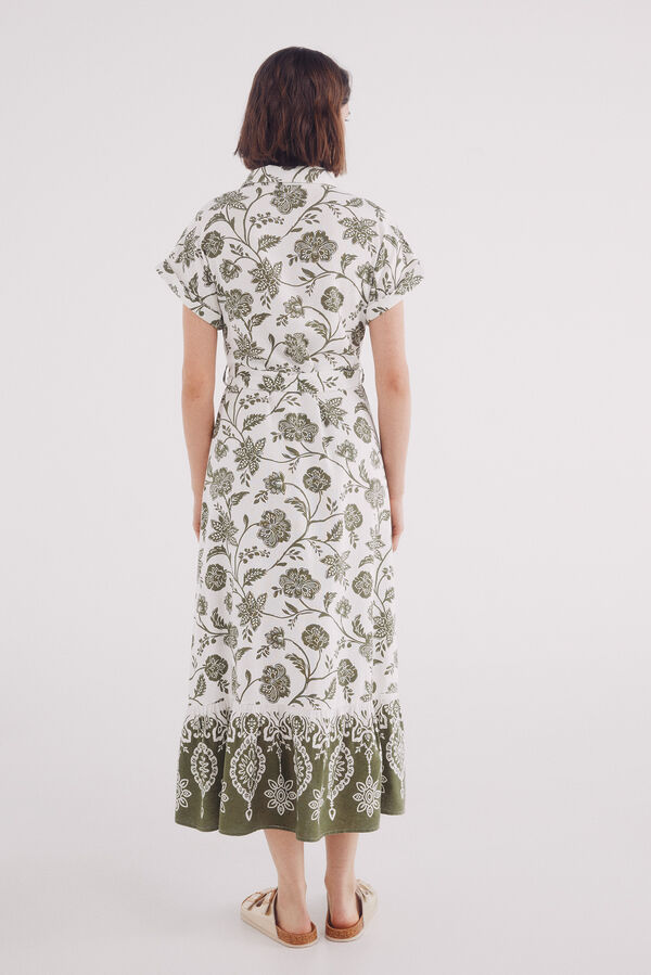 Springfield Vestido camisero dobladillo cenefa café