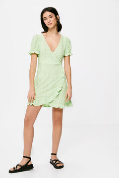 Springfield Vestido Corto Cruce Volantes estampado verde