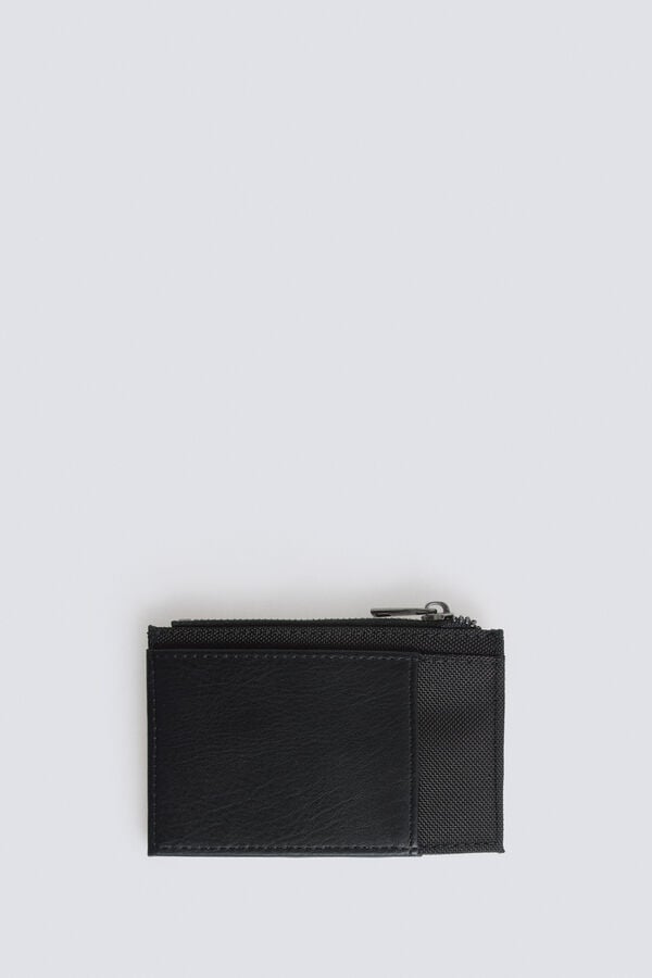 Springfield Monedero tarjetero de efecto piel bicolor negro