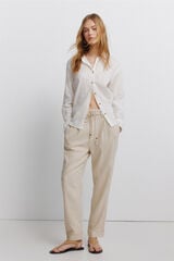 Springfield Pantalones de lino caf&eacute;