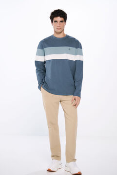 Springfield Playera manga larga cortes azul