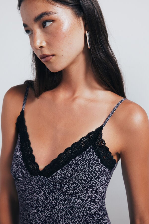 Springfield Vestido midi lencero negro