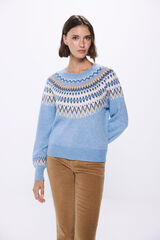 Springfield Suéter cenefas jacquard multicolor azul