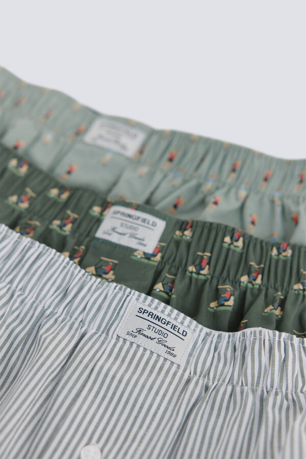 Springfield Pack de 3 calzones estampado retro azul