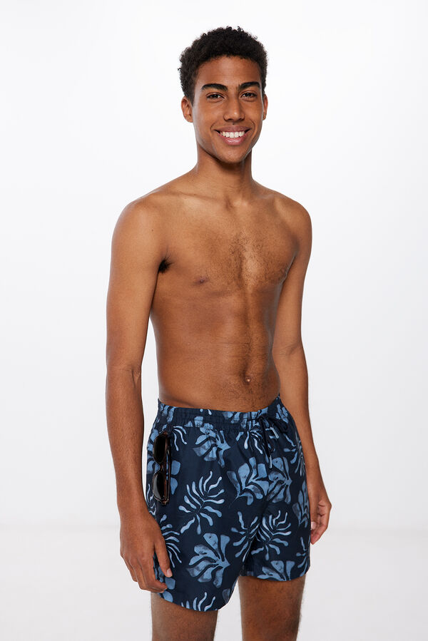 Springfield Bañador estampado hojas marino
