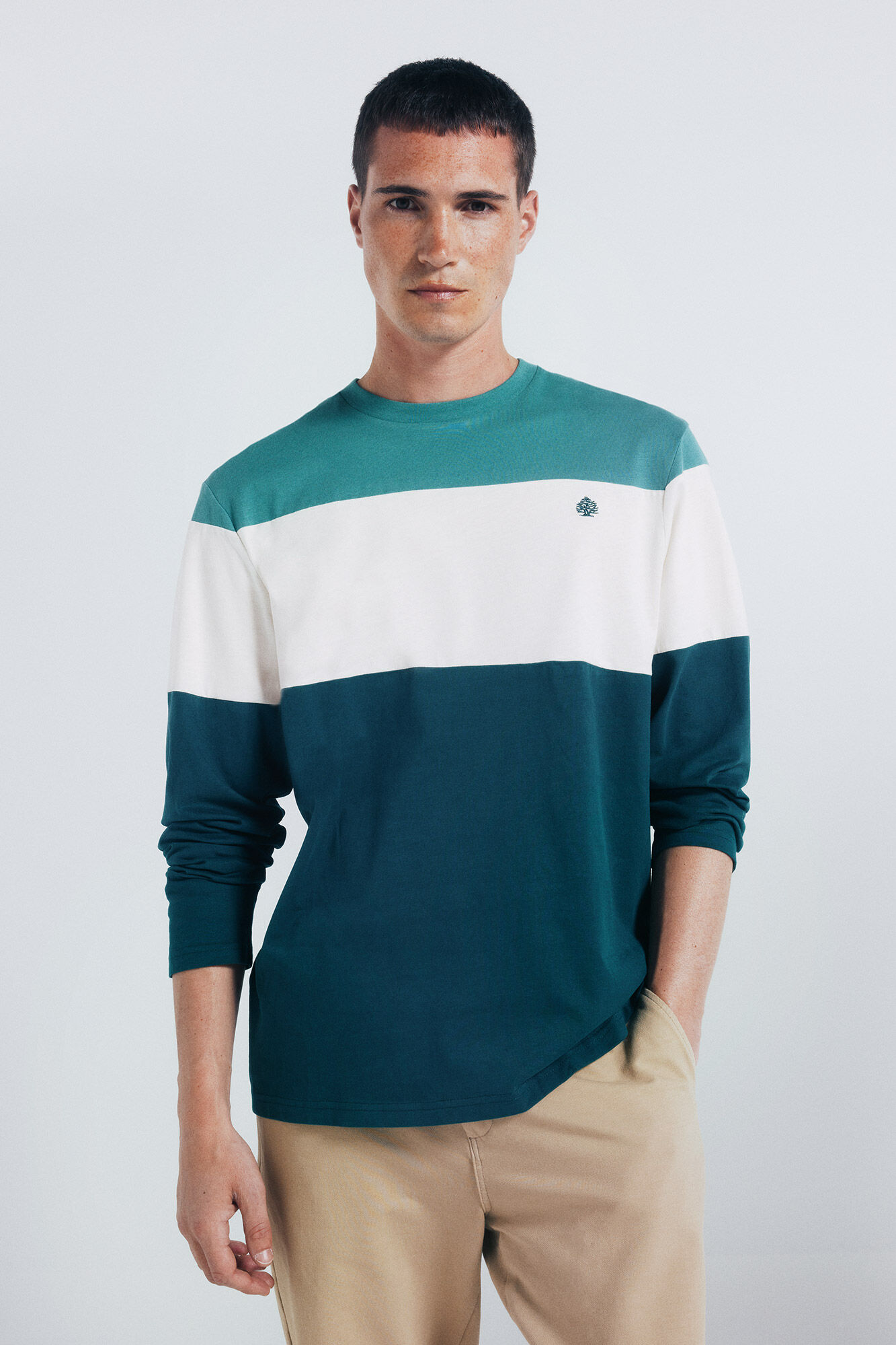 Springfield playera de piqu&eacute; de manga larga con cortes