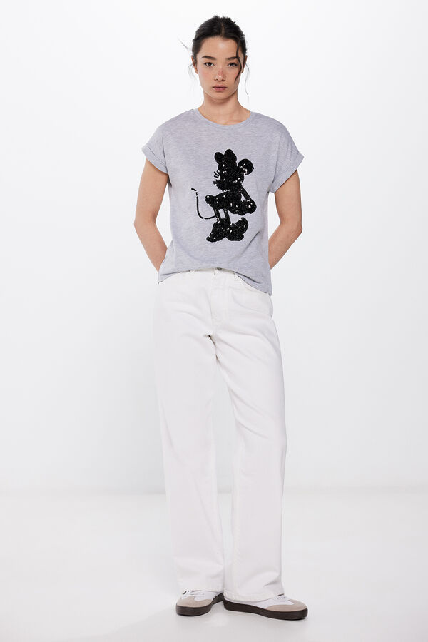 Springfield Playera Minnie Lentejuelas gris