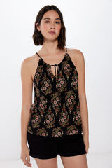 Springfield Top Halter Estampado negro