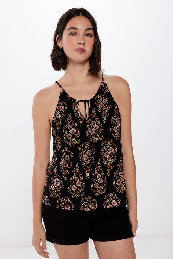 Springfield Top Halter Estampado negro