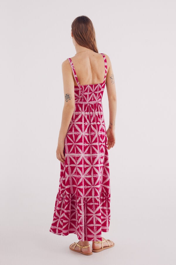 Springfield Vestido midi estampado tropical morado/lila