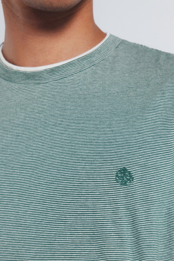 Springfield playera de manga larga con doble microraya verde