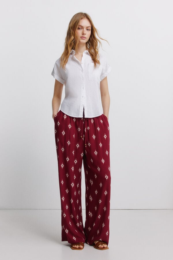Springfield Pantal&oacute;n estampado r&uacute;stico con cord&oacute;n p&uacute;rpura