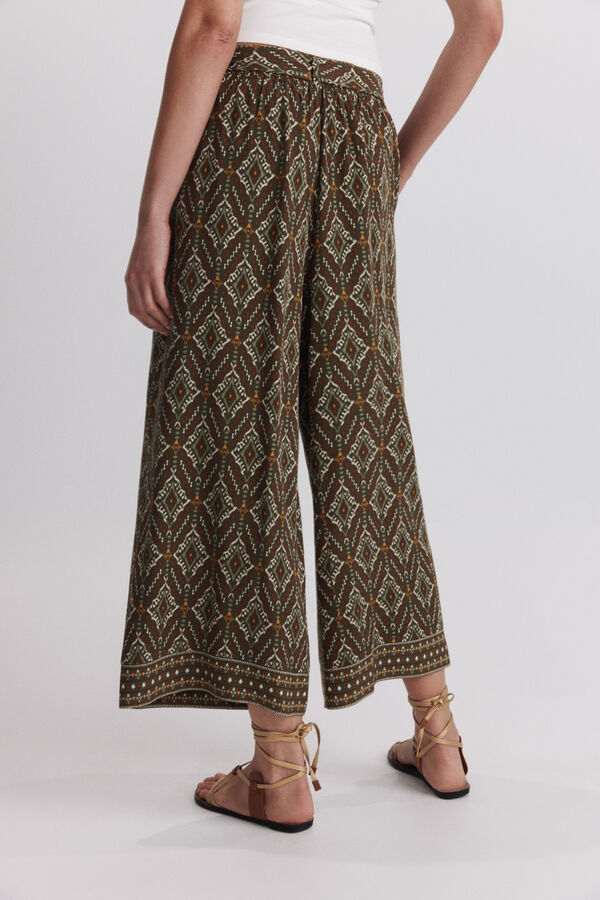 Springfield Pantal&oacute;n fluido estampado con cintur&oacute;n khaki