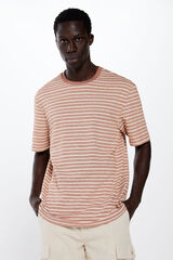 Springfield Polera raya estructura nude