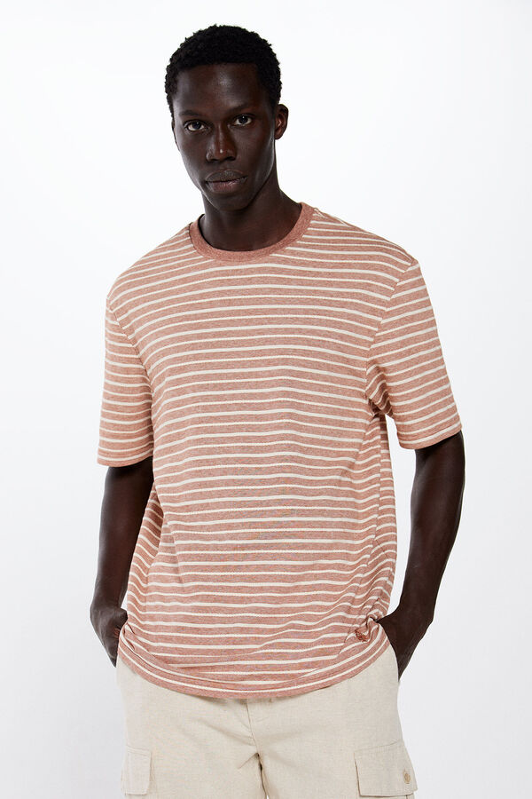 Springfield Polera raya estructura nude