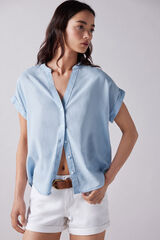Springfield Camisa cuello mao manga corta azul