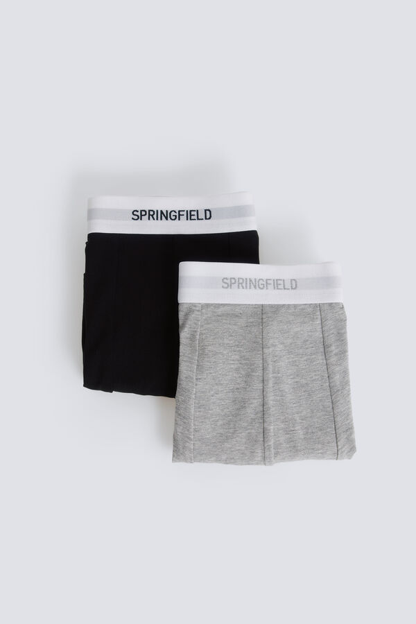 Springfield Paquete de 2 boxers de tejido de algod&oacute;n negro