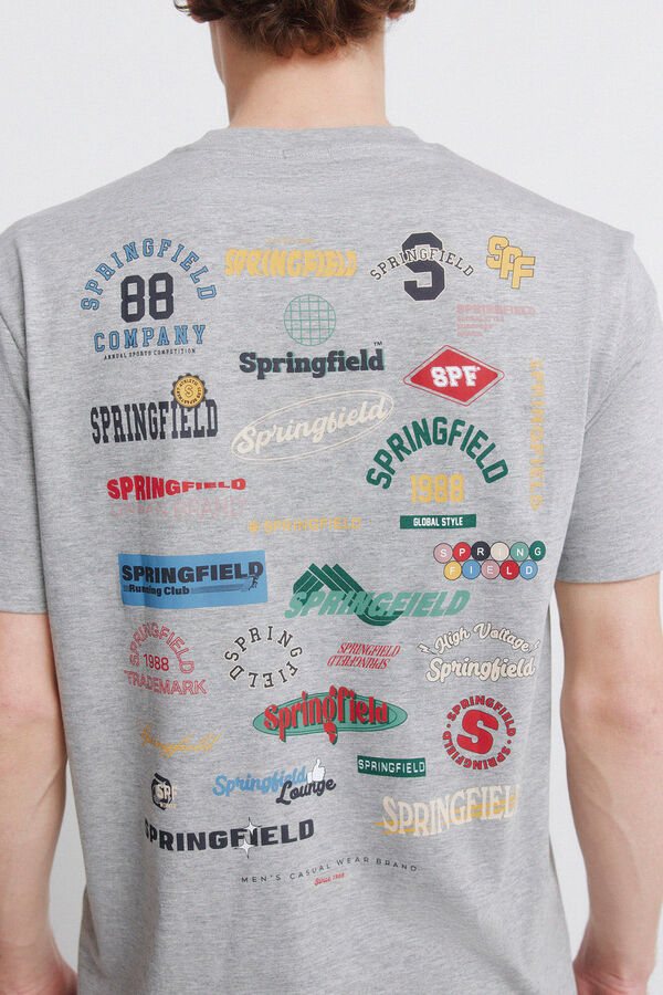 Springfield Playera logos jaspeada gris