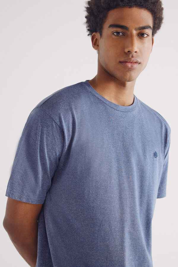 Springfield Playera microraya color azul indigo
