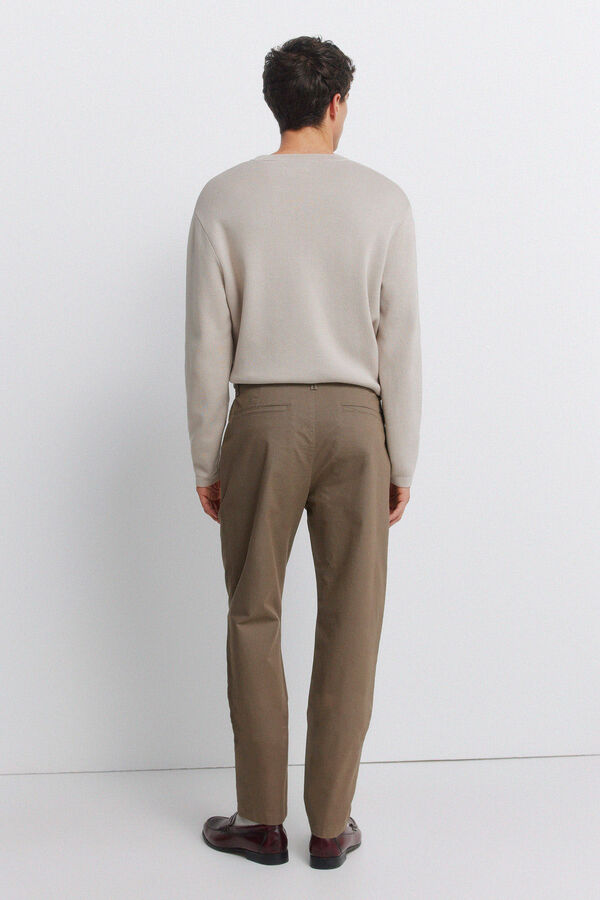 Springfield Pantal&oacute;n chino microestampado slim fit caf&eacute;