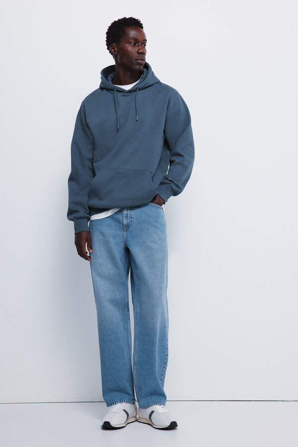 Springfield Sudadera básica con capucha  azul