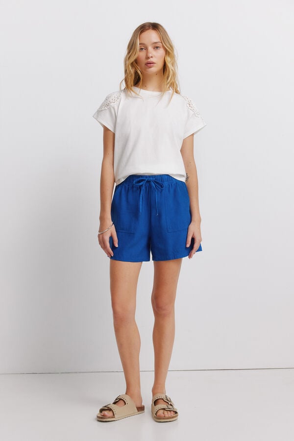 Springfield Playera de crochet con hombros natural