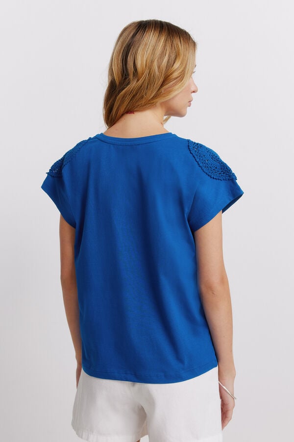 Springfield Playera de crochet con hombros azul