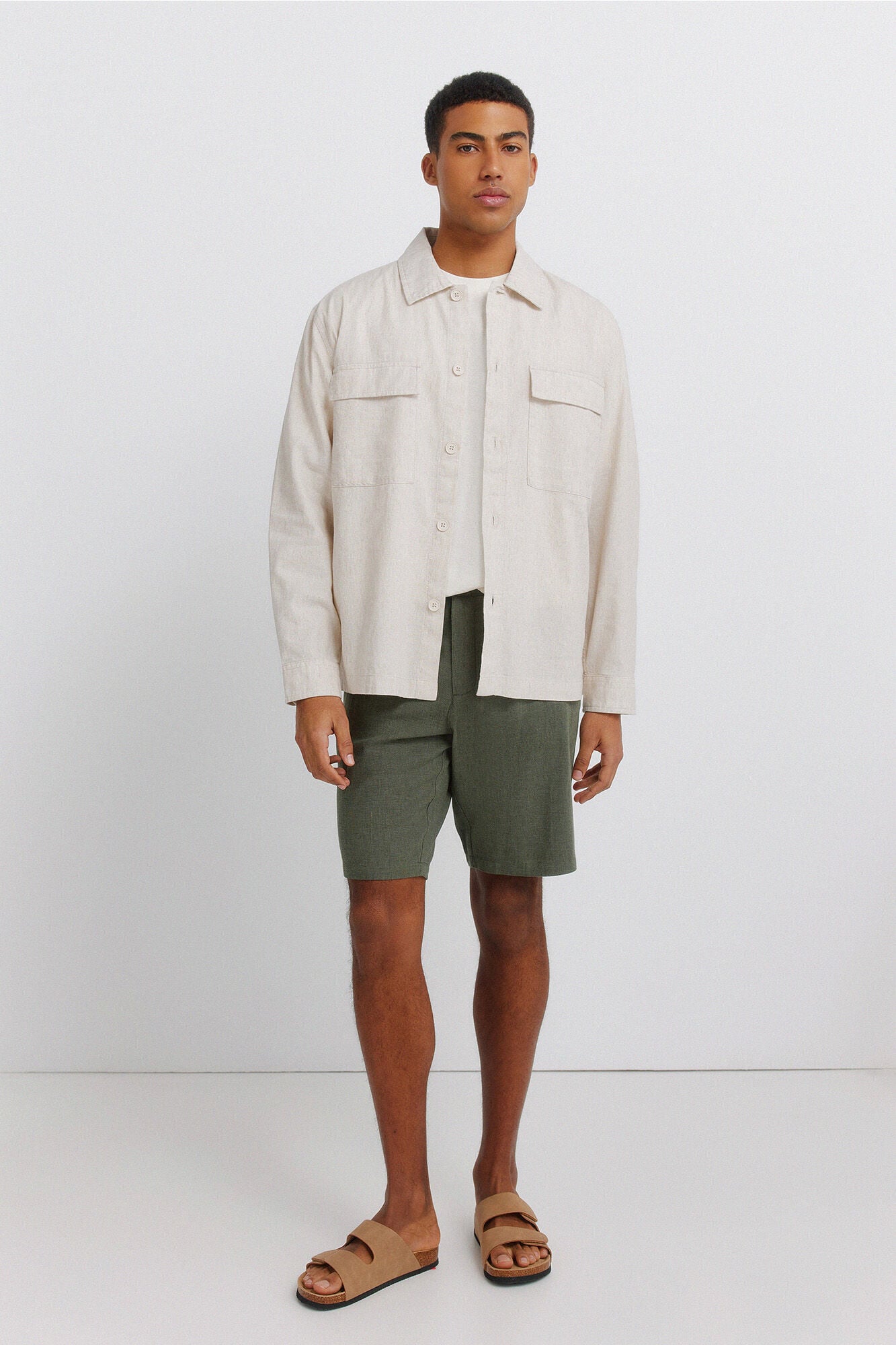 Springfield Bermudas dobby comfort fit de lino
