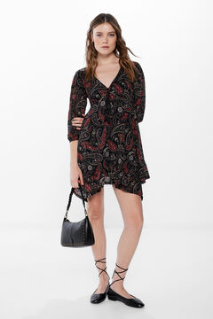 Springfield Vestido estampado corto picos negro