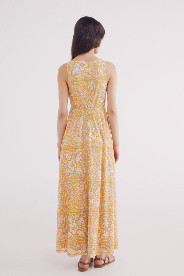 Springfield Vestido midi estampado mostaza amarillo