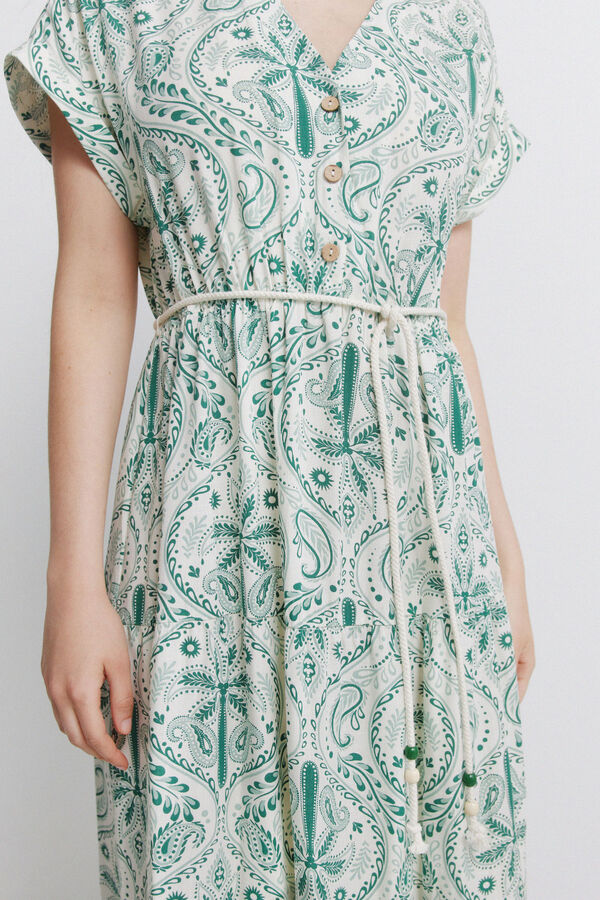 Springfield Vestido midi estampado paisley blanco