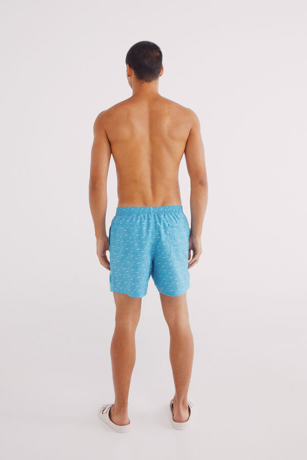 Springfield Bañador estampado tiburones turquesa