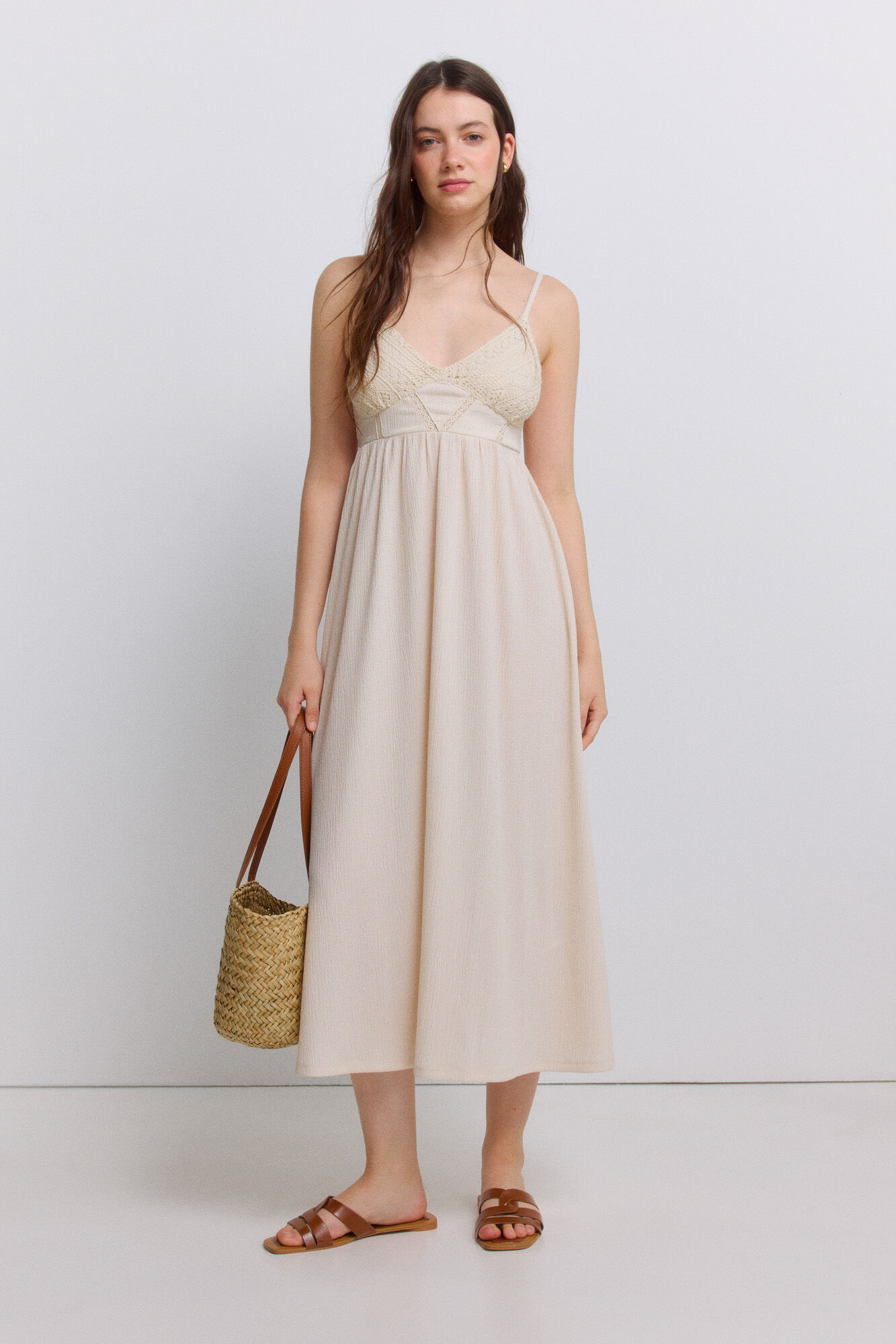Springfield Vestido midi de tirantes de crochet