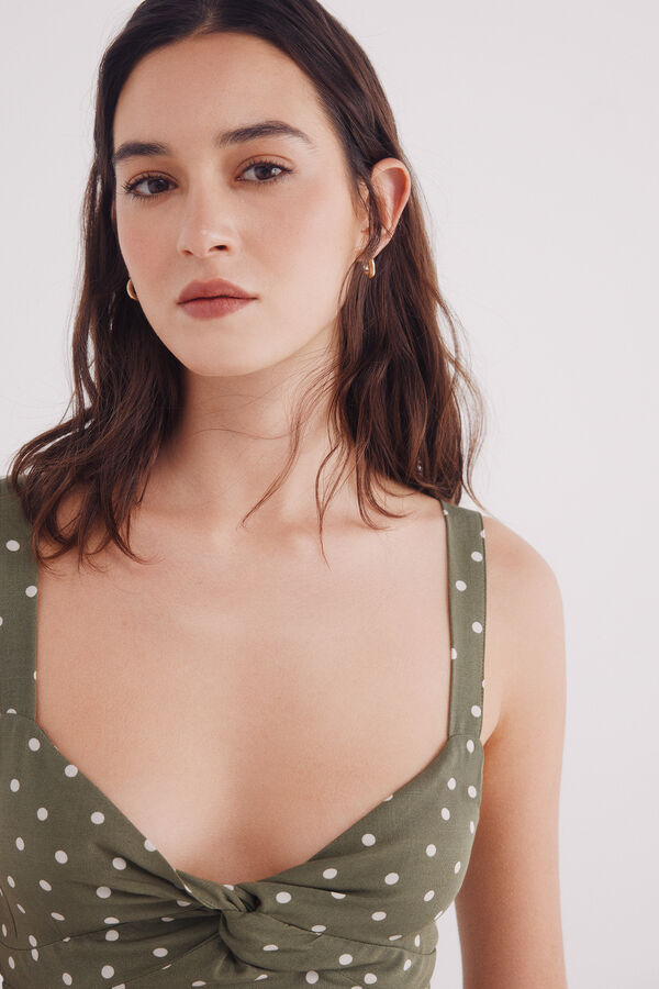 Springfield Vestido midi tirantes estampado verde