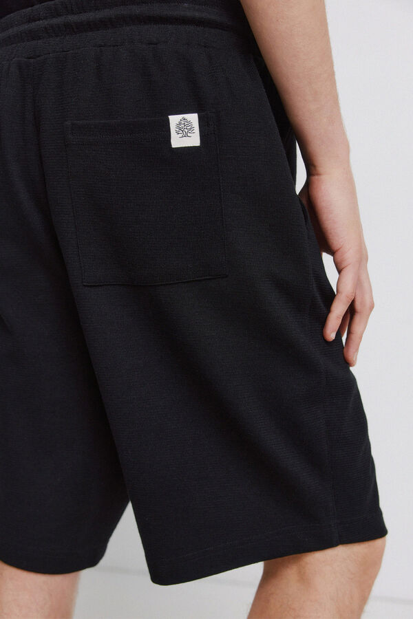 Springfield Bermudas de tela waffle negro